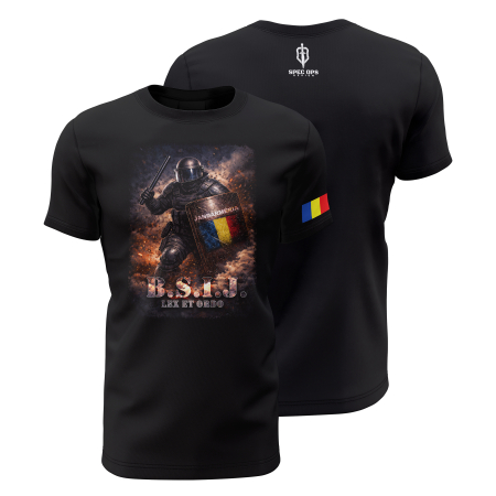 Noutăţi - Jandarmeria V2.0 - Tricou Premium din Bumbac 100%, 190 GSM, Pre-Micșorat - Negru