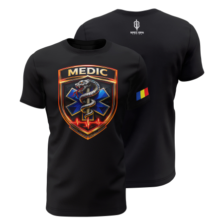 Medical - Medic V1.0 - Tricou Premium din Bumbac 100%, 190 GSM, Pre-Micșorat - Negru