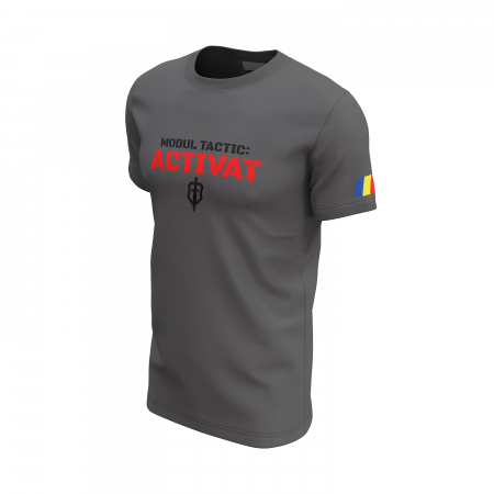 Modul Tactic: ACTIVAT - Tricou Premium din Bumbac 100%, 190 GSM, Pre-Micșorat - Gri Închis [2]