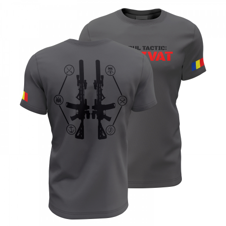 Patriotic - Modul Tactic: ACTIVAT - Tricou Premium din Bumbac 100%, 190 GSM, Pre-Micșorat - Gri Închis