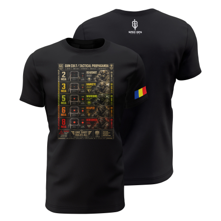 TIR SPORTIV [Arme de Foc] - MOS - Gun Cult - Tricou Premium din Bumbac 100%, 190 GSM, Pre-Micșorat - Negru