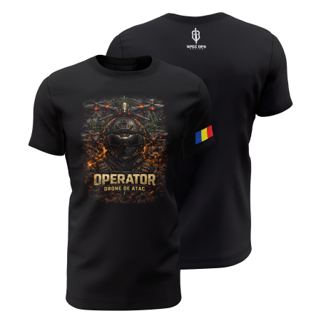 Noutăţi - Operator Drone de Atac - Tricou Premium din Bumbac 100%, 190 GSM, Pre-Micșorat - Negru