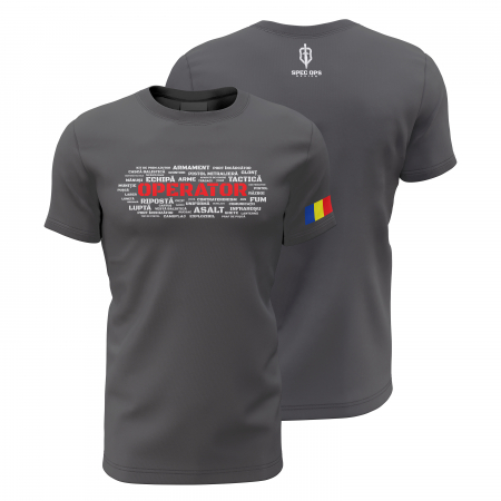 Patriotic - OPERATOR - Tricou Premium din Bumbac 100%, 190 GSM, Pre-Micșorat - Gri Închis
