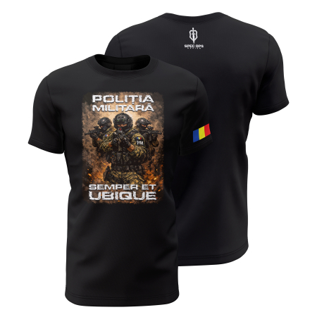 Noutăţi - Poliția Militară V2.0 - Tricou Premium din Bumbac 100%, 190 GSM, Pre-Micșorat - Negru