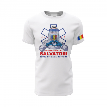 Respect pentru Salvatori - Tricou Premium din Bumbac 100%, 190 GSM, Pre-Micșorat - Alb [1]