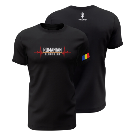 De Colecție - Romanian Bloodline - Puls - Tricou Premium din Bumbac 100%, 190 GSM, Pre-Micșorat - Negru