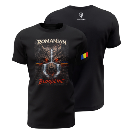De Colecție - Romanian Bloodline - Munte - Tricou Premium din Bumbac 100%, 190 GSM, Pre-Micșorat - Negru