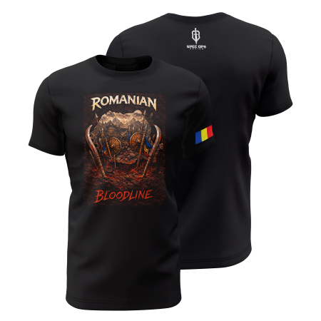 De Colecție - Romanian Bloodline - Hartă - Tricou Premium din Bumbac 100%, 190 GSM, Pre-Micșorat - Negru