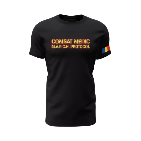 Romanian Combat Medic - Tricou Premium din Bumbac 100%, 190 GSM, Pre-Micșorat - Negru [1]