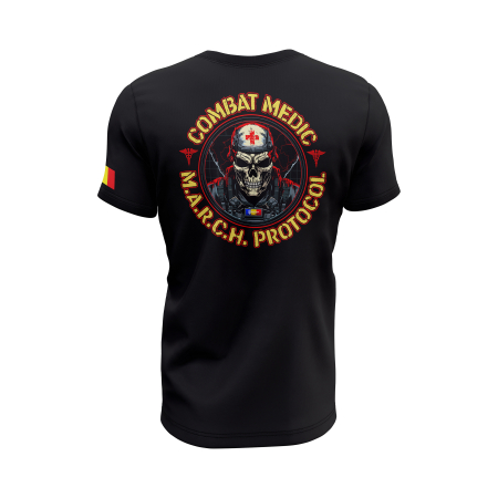 Romanian Combat Medic - Tricou Premium din Bumbac 100%, 190 GSM, Pre-Micșorat - Negru [3]