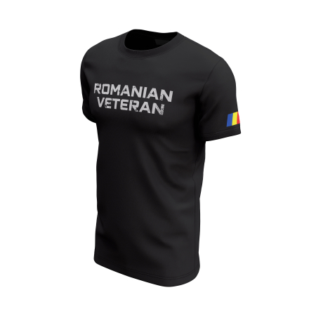 Romanian Veteran - Tricou Premium din Bumbac 100%, 190 GSM, Pre-Micșorat - Negru [2]