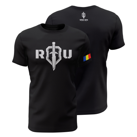 Poliţie - ROU Gri - Tricou Premium din Bumbac 100%, 190 GSM, Pre-Micșorat - Negru