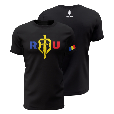 Poliţie - ROU Tricolor - Tricou Premium din Bumbac 100%, 190 GSM, Pre-Micșorat - Negru