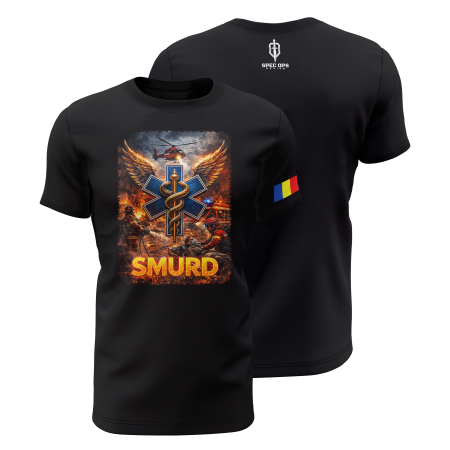 Noutăţi - SMURD V2.0 - Tricou Premium din Bumbac 100%, 190 GSM, Pre-Micșorat - Negru