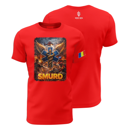Noutăţi - SMURD V2.0 -  Tricou Premium din Bumbac 100%, 190 GSM, Pre-Micșorat - Roșu