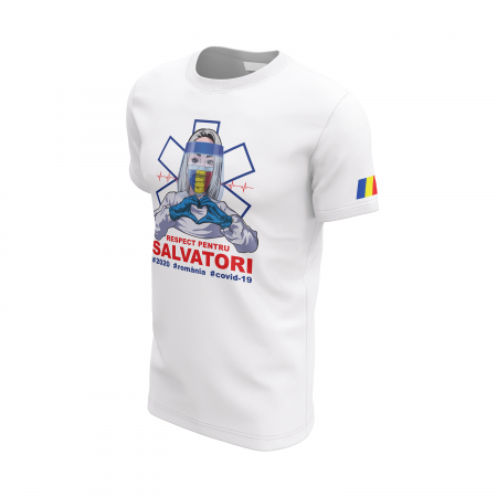 Respect pentru Salvatori - Tricou Premium din Bumbac 100%, 190 GSM, Pre-Micșorat - Alb [2]