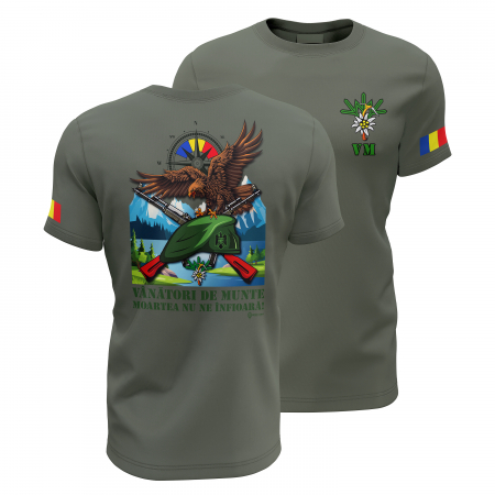 Patriotic - Vânători de Munte - Tricou Premium din Bumbac 100%, 190 GSM, Pre-Micșorat - Khaki
