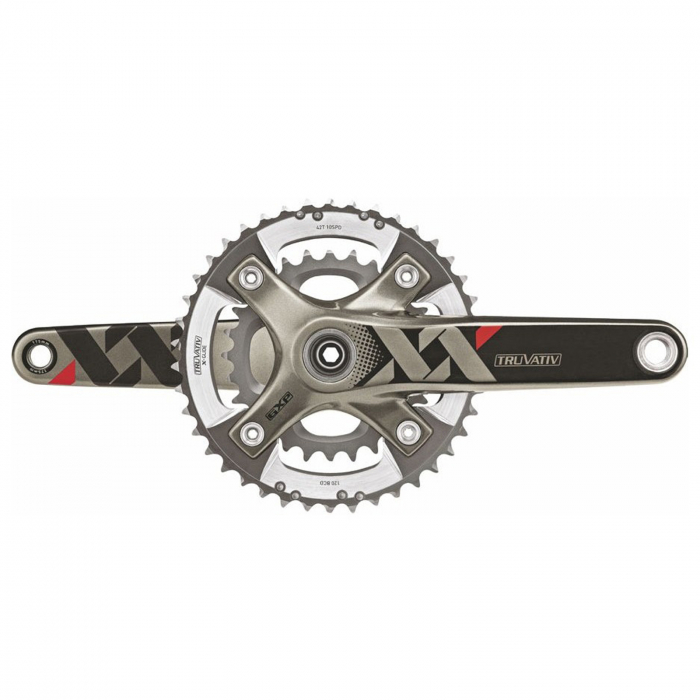 Angrenaj pedalier TRUVATIV XX Q156, carbon/aluminiu, 28/42T, brat 175 mm, negru/argintiu [1]