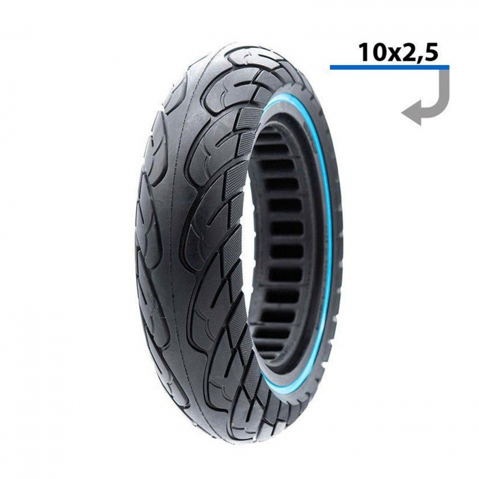 Anvelopa solida ultra-usoara 10"x2.5 pentru jante 34 mm, negru/albastru [2]