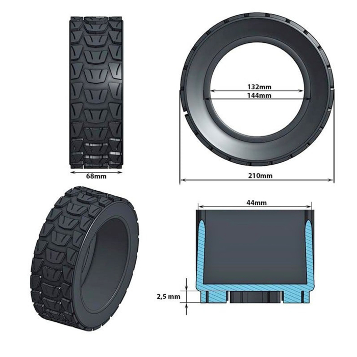 Anvelopa trotineta 8.5"x3.0 FIVESTARS XC-609A-01, rigida, negru [5]