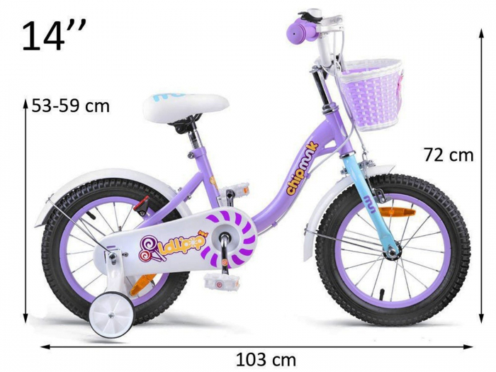 Bicicleta copii 14" ROYAL BABY ChipMunk Lalipop CMO1402C, roz, varsta 3-5 ani [11]