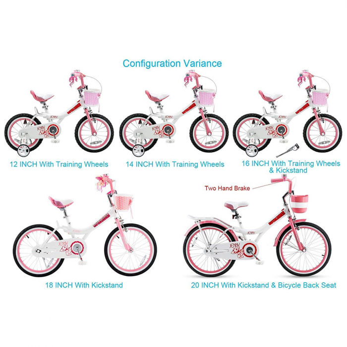 Bicicleta copii 14" ROYAL BABY  Jenny, alb/roz, varsta 3-5 ani [8]