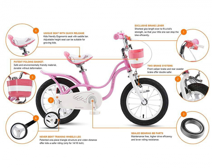 Bicicleta copii 14" ROYAL BABY Little Swan, roz, varsta 3-5 ani [4]
