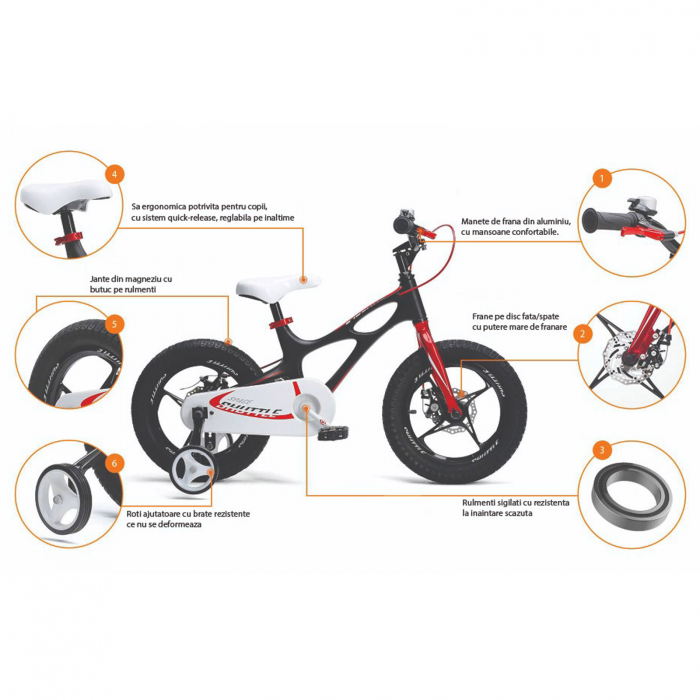 Bicicleta copii 14" ROYAL BABY Space Shuttle, cadru si roti din magneziu, violet, varsta 3-5 ani [3]