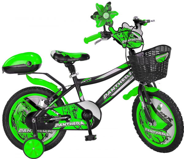 Bicicleta copii 16" MITO Panthera, negru/verde, varsta 4-6 ani [1]