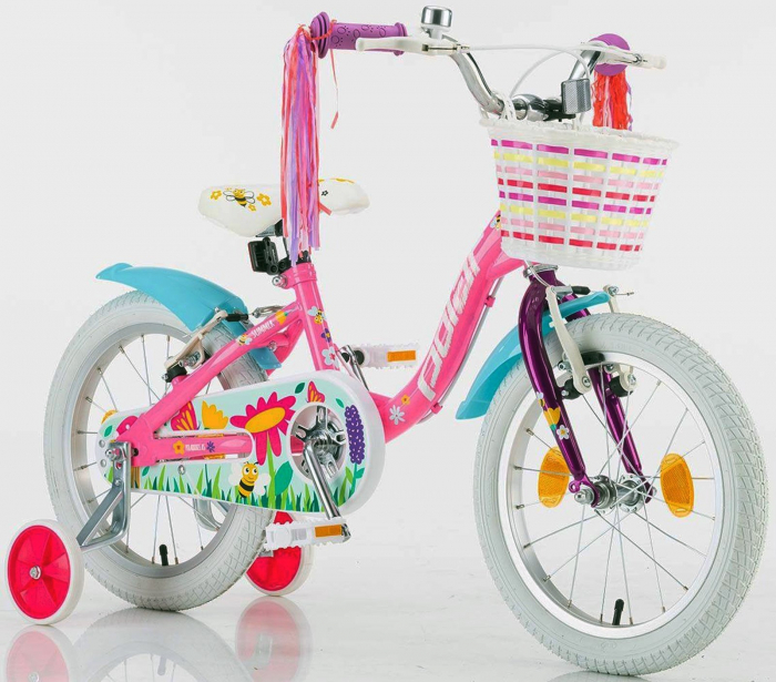 Bicicleta copii 16" POLAR Junior Icecream, roz/bleu, varsta 4-6 ani [2]