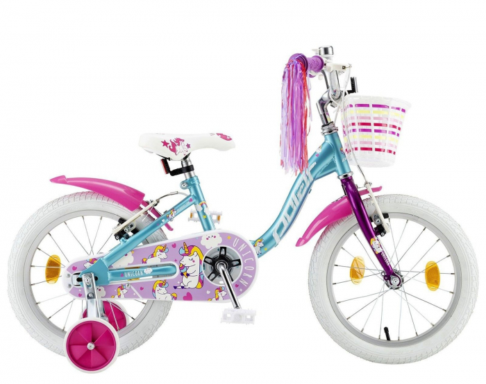 Bicicleta copii 16" POLAR Junior Summer, roz/albastru, varsta 4-6 ani [1]