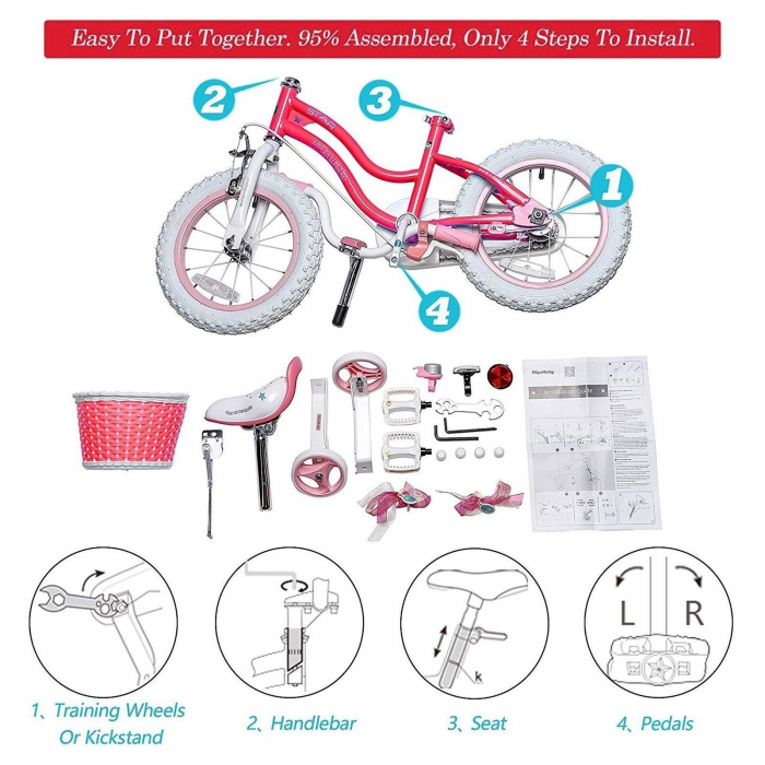 Bicicleta copii 16" ROYAL BABY Star Girl, roz, varsta 4-6 ani [2]