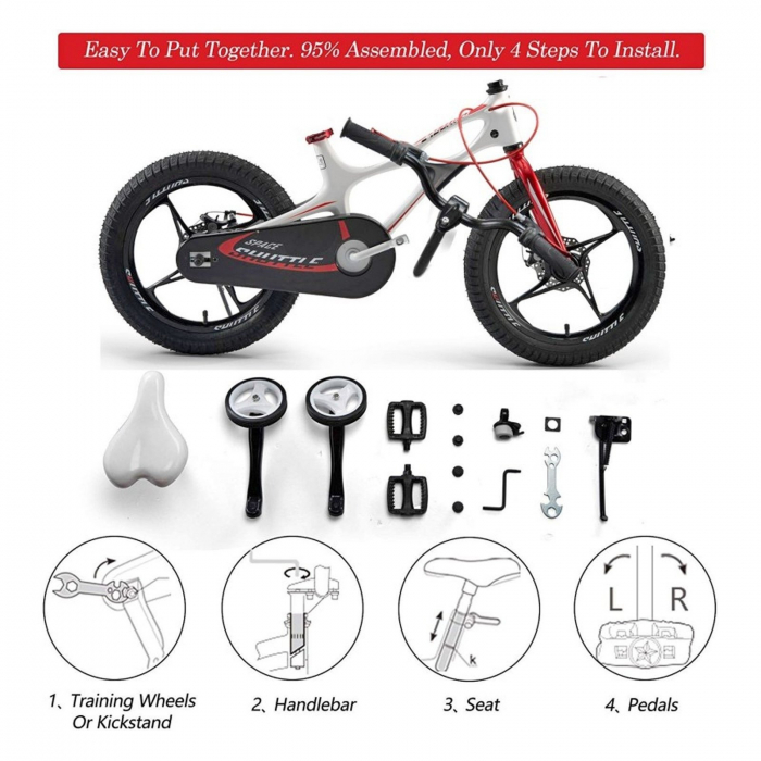 Bicicleta copii 18" ROYAL BABY Space Shuttle, cadru si roti magneziu, alb, varsta 5-7 ani [5]