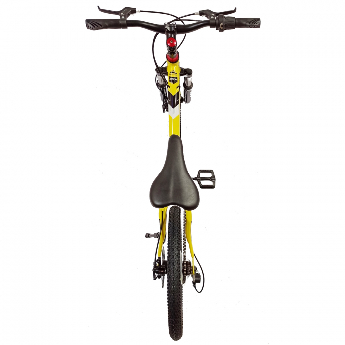 Bicicleta copii 20" BR Inspire, cadru otel 12", manete revoshift, frane disc, 7 viteze, galben/negru, varsta 7-10 ani [12]