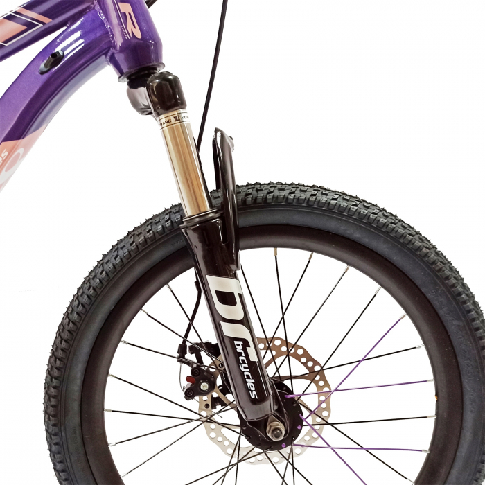 Bicicleta copii 20" BR Inspire, cadru otel 12", manete revoshift, frane disc, 7 viteze, violet/roz, varsta 7-10 ani [3]