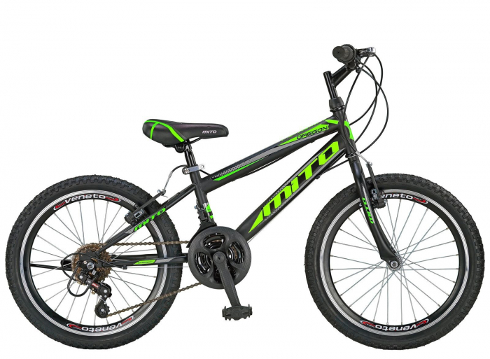 Bicicleta copii 20" MTB-HT MITO Oregon, 18 viteze, negru/verde, varsta 7-10 ani [1]
