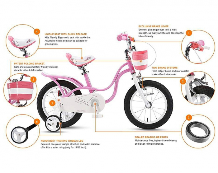 Bicicleta copii 14" ROYAL BABY Little Swan, roz, varsta 3-5 ani [9]