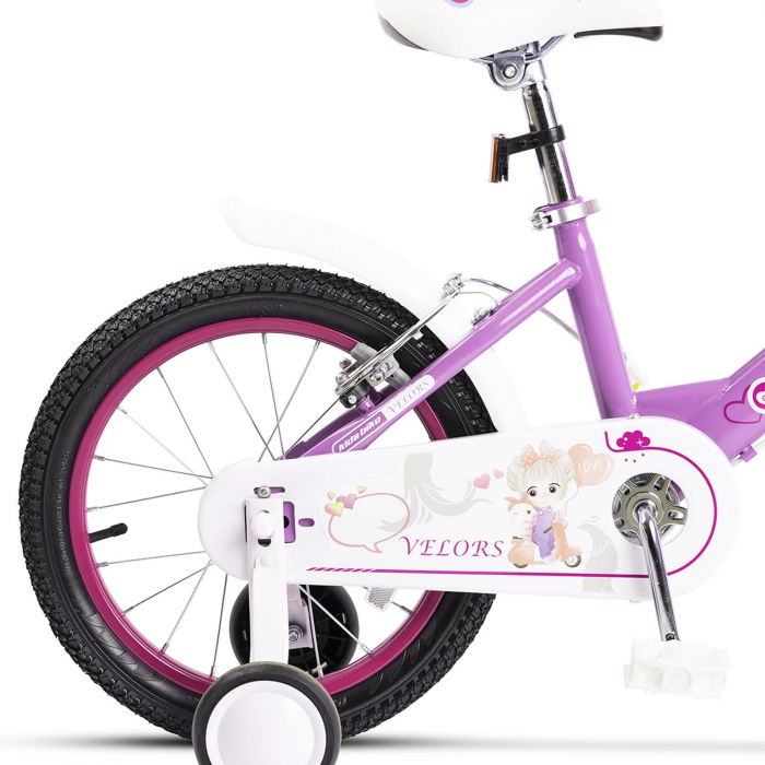 Bicicleta copii 14" VELORS Girl V1402, mov, varsta 3-5 ani [6]