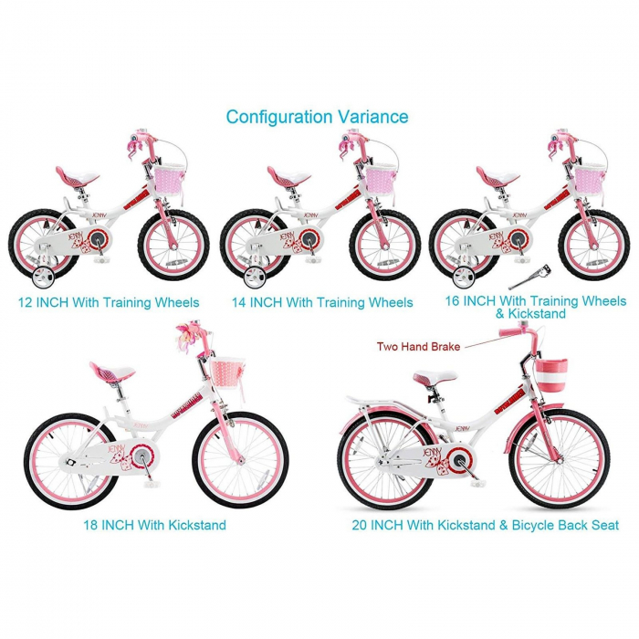 Bicicleta copii 18" ROYAL BABY  Jenny, alb/roz, varsta 5-7 ani [11]