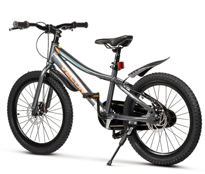 Bicicleta copii 20" VELORS 20345, frane disc, single speed, gri/portocaliu, varsta 7-10 ani [3]