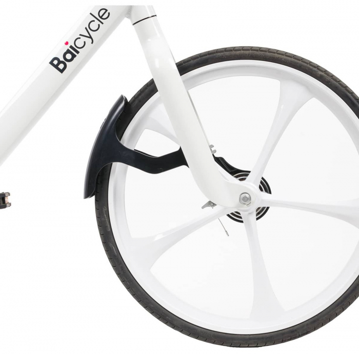 Bicicleta oras 24" BAICYCLE, cadru aluminiu 16", frane V-Brake, transmisie pe curea single speed, alb [2]