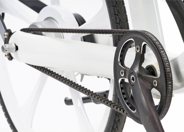 Bicicleta oras 24" BAICYCLE, cadru aluminiu 16", frane V-Brake, transmisie pe curea single speed, alb [3]