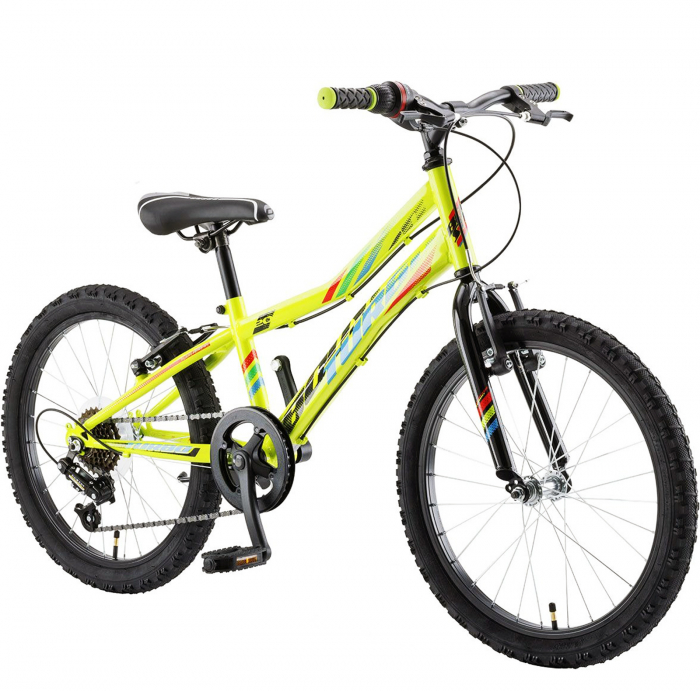 Bicicleta copii 20" POLAR Booster Turbo 200, cadru otel, frane V-Brake, 6 viteze, verde fluo, varsta 7-10 ani [2]