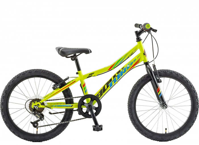 Bicicleta copii 20" POLAR Booster Turbo 200, cadru otel, frane V-Brake, 6 viteze, verde fluo, varsta 7-10 ani [1]