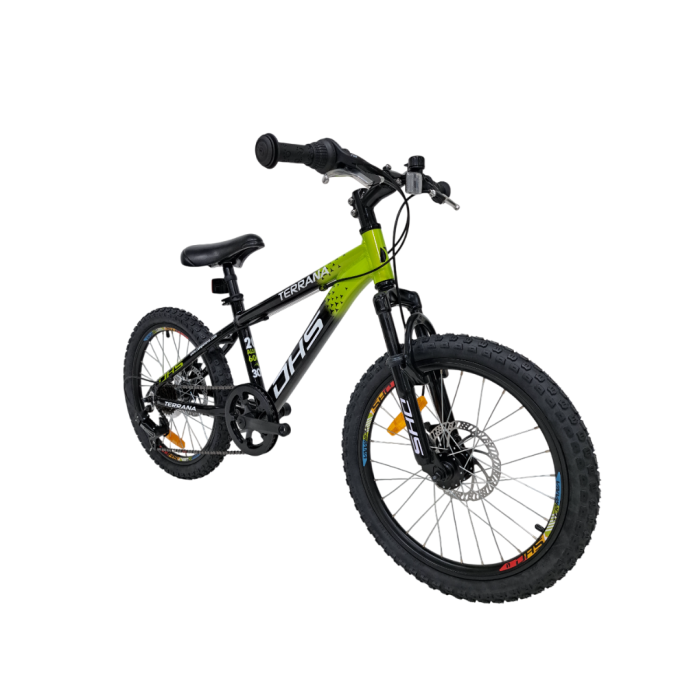 Bicicleta Copii Dhs Terrana 2023, model 2026 - 20 Inch, Negru-Verde [2]