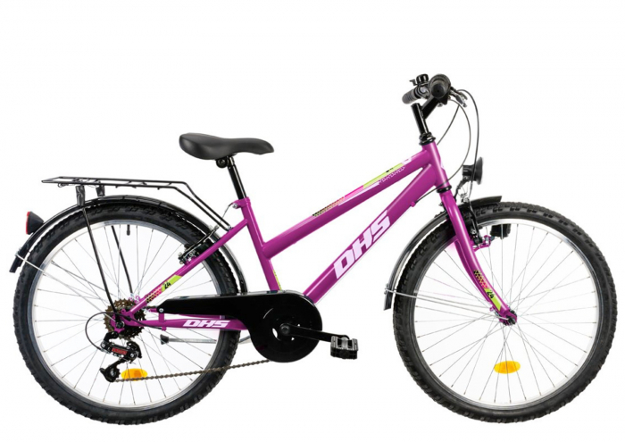 Bicicleta oras 24" DHS Terrana 2414, cadru otel 14", frane V-Brake, 6 viteze, violet [1]