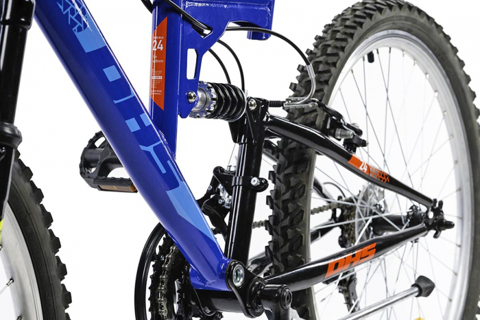 Bicicleta 24" MTB-FS DHS Terrana 2441, cadru otel 16.5", frane V-Brake, 18 viteze, albastru [3]