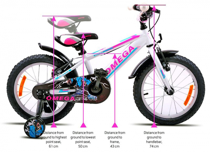 Bicicleta copii 16" OMEGA Master alb, varsta 4-6 ani [3]