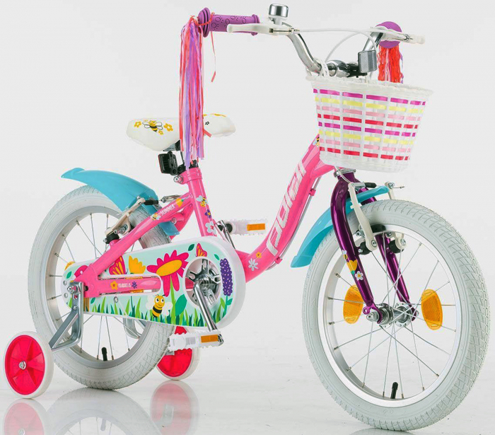 Bicicleta copii 16" POLAR Junior Summer, roz/albastru, varsta 4-6 ani [2]