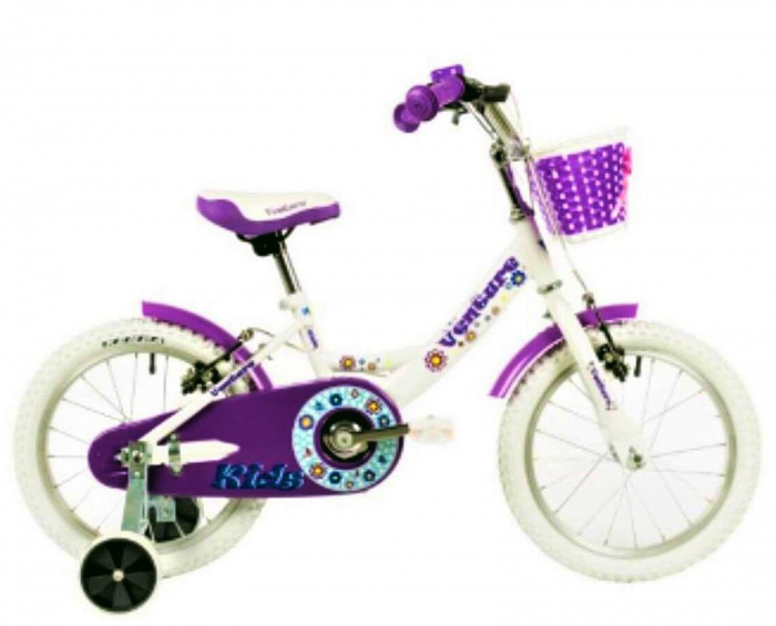 Bicicleta copii 16" VENTURE 1618, alb/mov, varsta 4-6 ani [1]
